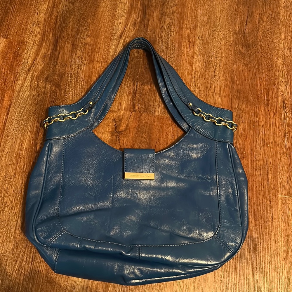 Antonio Milani Blue Leather Shoulder Bag